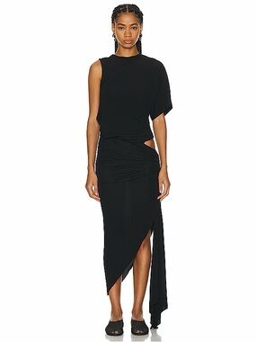 CHRISTOPHER ESBER monstera cut wrap dress in black
